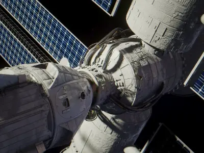 Docking spaceship animation Low-poly 3D model