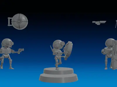 EXPENDABLE SERVOCORES - ASSISTANT DROID SQUAD -MONOPOSE- 28mm 3D print model