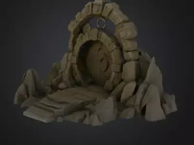 Swirling Dungeon Gate Low-poly 3D model
