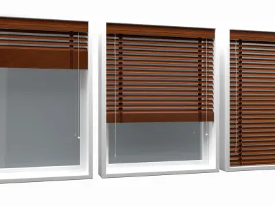 Wood blinds window Low-poly 3D model