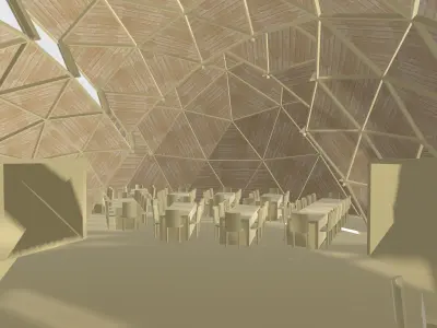 geodesic dome structure Low-poly 3D model