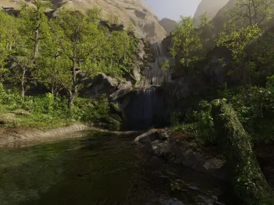 Small Waterfall Scene 3D model