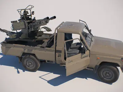  Militant Truck with anti-aircraft autocannon ZU-23 terrorist truck 