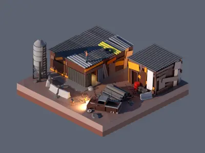 land 13A Low-poly 3D model