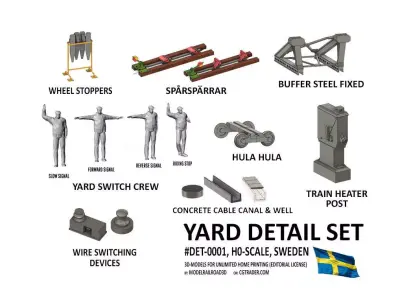 DET-0001 Yard detail set Sweden H0-scale  3D print model