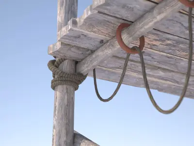 Old wooden bridge 3D model