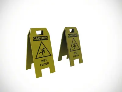 Wet floor sign Low-poly 3D model