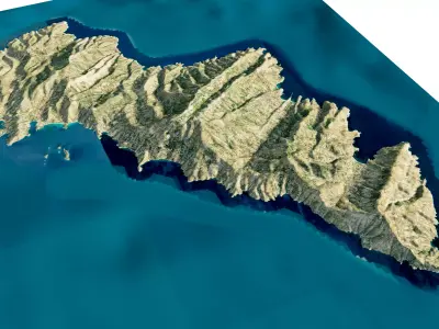 Andros Island 3D model terrain 3D model