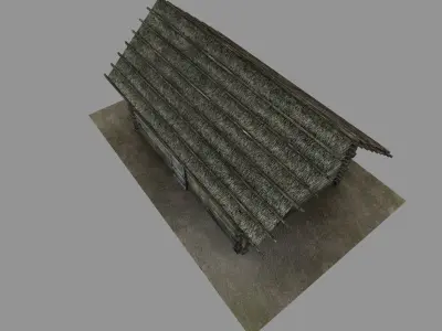 Russian old log house 1900 era Low-poly 3D model