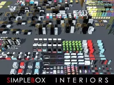 SimpleBox Interiors for indie game developers Low-poly 3D model