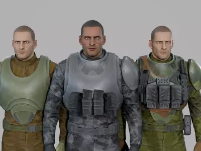 Sci-fi Trooper Low-poly 3D model