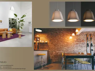 pendant lampshade HEXO 3d print model 3D print model