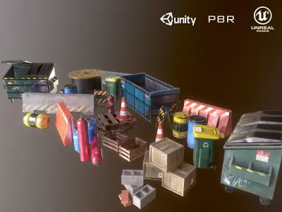 Industry Props Pack PBR Low-poly 3D model