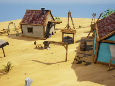 Stylized Village Pack Low-poly 3D model