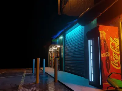 modern street made in blender 3D model