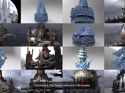 Cyberpunk City Grand collection 3D Model Pack