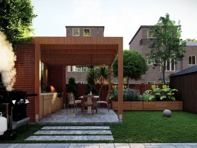 3D Exterior Scene 3D model design garden and landscape  3D model
