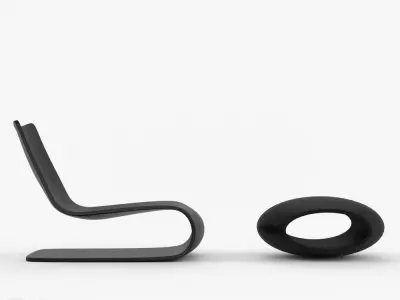 Novelle Vague Chair and Ottoman Porro 3D model