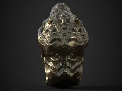 character head  concept low poly PBR material  Low-poly 3D model