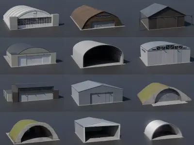 Hangar Pack Low-poly 3D model