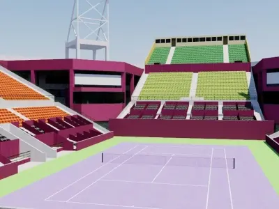 Khalifa International Tennis - Doha Qatar Low-poly 3D model