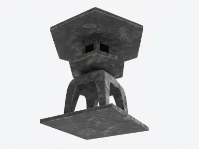 Japanese Stone Garden Lantern 02 3D model