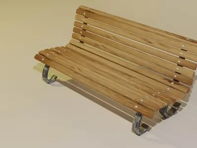 Bench low poly wooden Low-poly 3D model