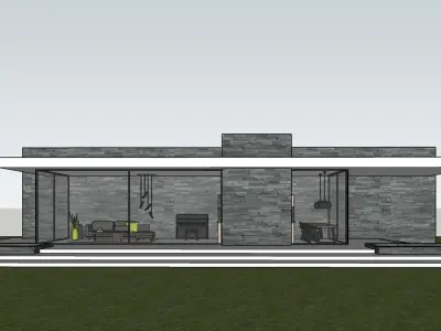 Modern House Exterior Scene 3D model purchase