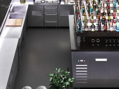 Cocktail Bar-Island Cafe-Restaurant Low-poly 3D model