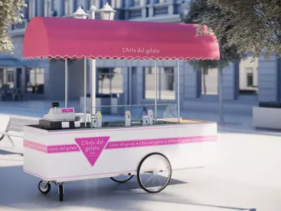Mobile ice cream cart 3D model