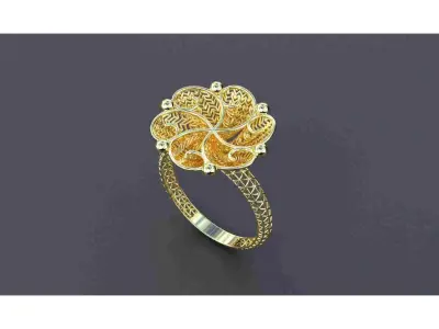 50 ring turkish pakistani ring jali design ring 3D print model