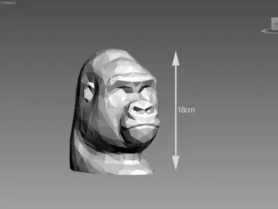 Low-poly gorilla Headphone Stand Cyborg Headset Stand 3D print model