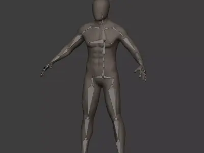 Rigged Character - IK-FK Rig - Man Humanoid Ninja Robot Fighter Low-poly 3D model
