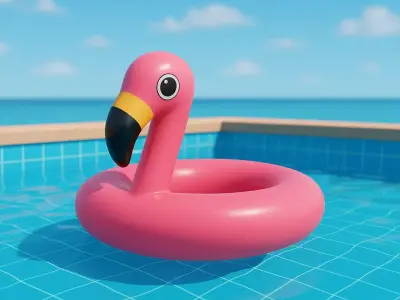 Flamingo Pool Float Low-poly 3D model