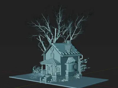 Cartoon House 3D model 6