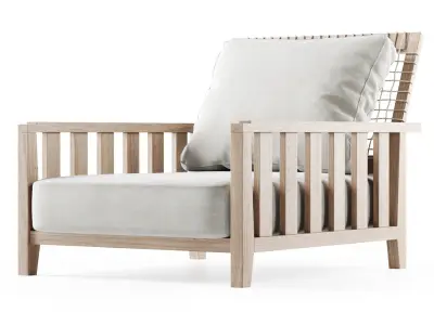 Wooden garden chair  3D model