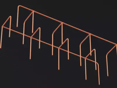 Outdoor Calisthenics Rig Labyrinth Orange Low-poly 3D model