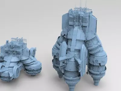 Floating Desert platform2 versions  3D model