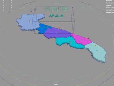 Apulia  Italy map region geography political geographic 3D model