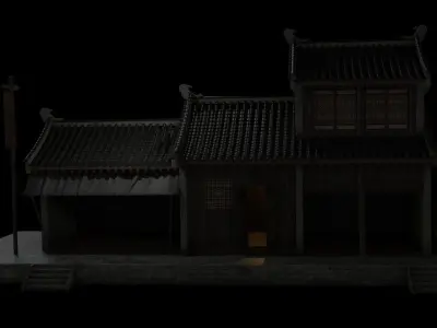 Ancient Japanese Architecture Low-poly 3D model
