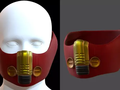 Gas mask helmet 3d model scifi Low-poly  Low-poly 3D model