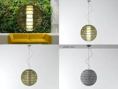 T S rattan pendant light 3D model
