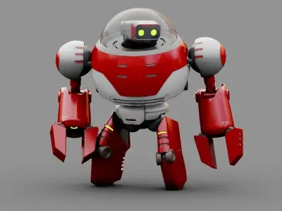 Toon Droid  rigged - animated character 3D model