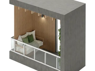 Apartment Modern Balcony 01 3D model