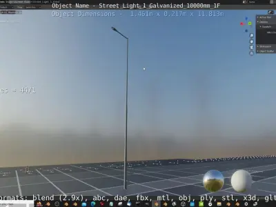 Street Light 1 Galvanized 10000mm 1F Low-poly 3D model