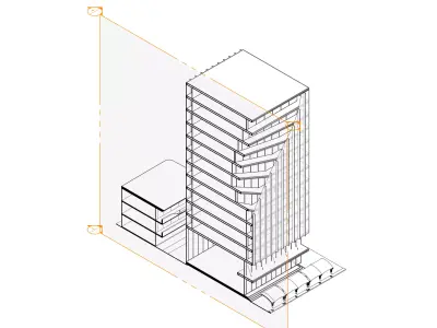 Modern Commercial High-Rise 3D Model Low-poly 3D model
