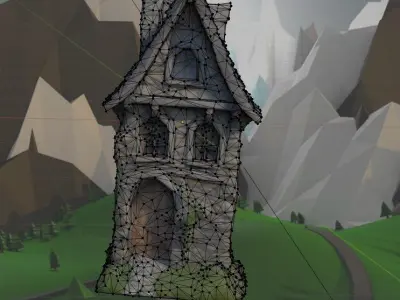 Medival Stylized Tall House Free low-poly 3D model