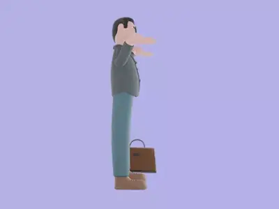 Stylized 3D Male Teacher Character - Cartoon Confused Pose 3D model