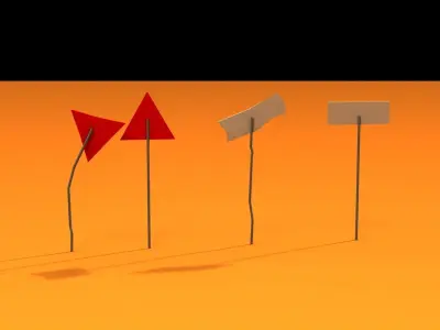 Post Apocalyptic Road Signs Low-poly 3D model