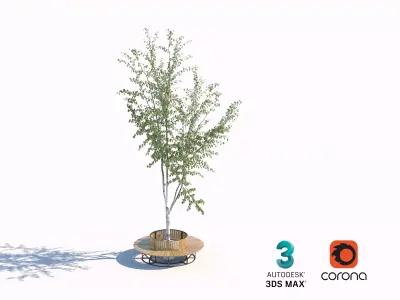 Round Tree Bench for Modern Urban and Park Settings 3D model